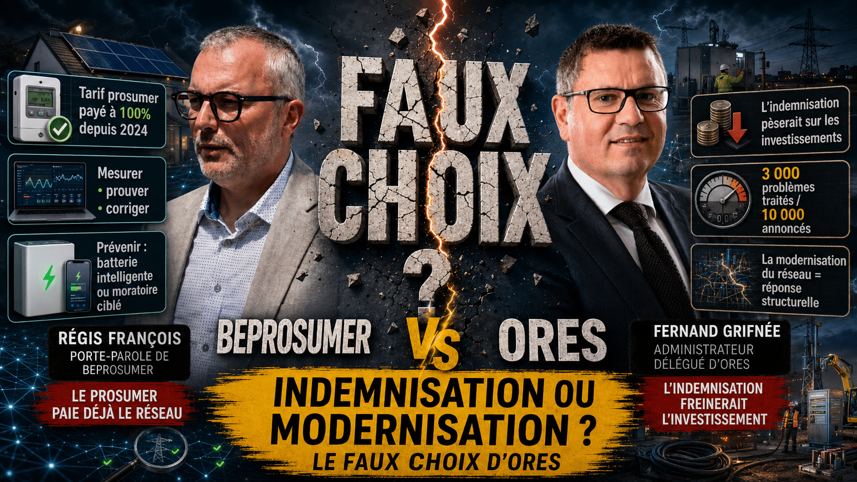 Indemnisation ou modernisation du réseau : le faux choix opposant BeProsumer et ORES
